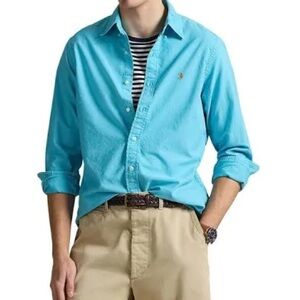 Ralph Lauren 100% Cotton Blake Fit Size XXL Cove Blue Pink Pony Button Up